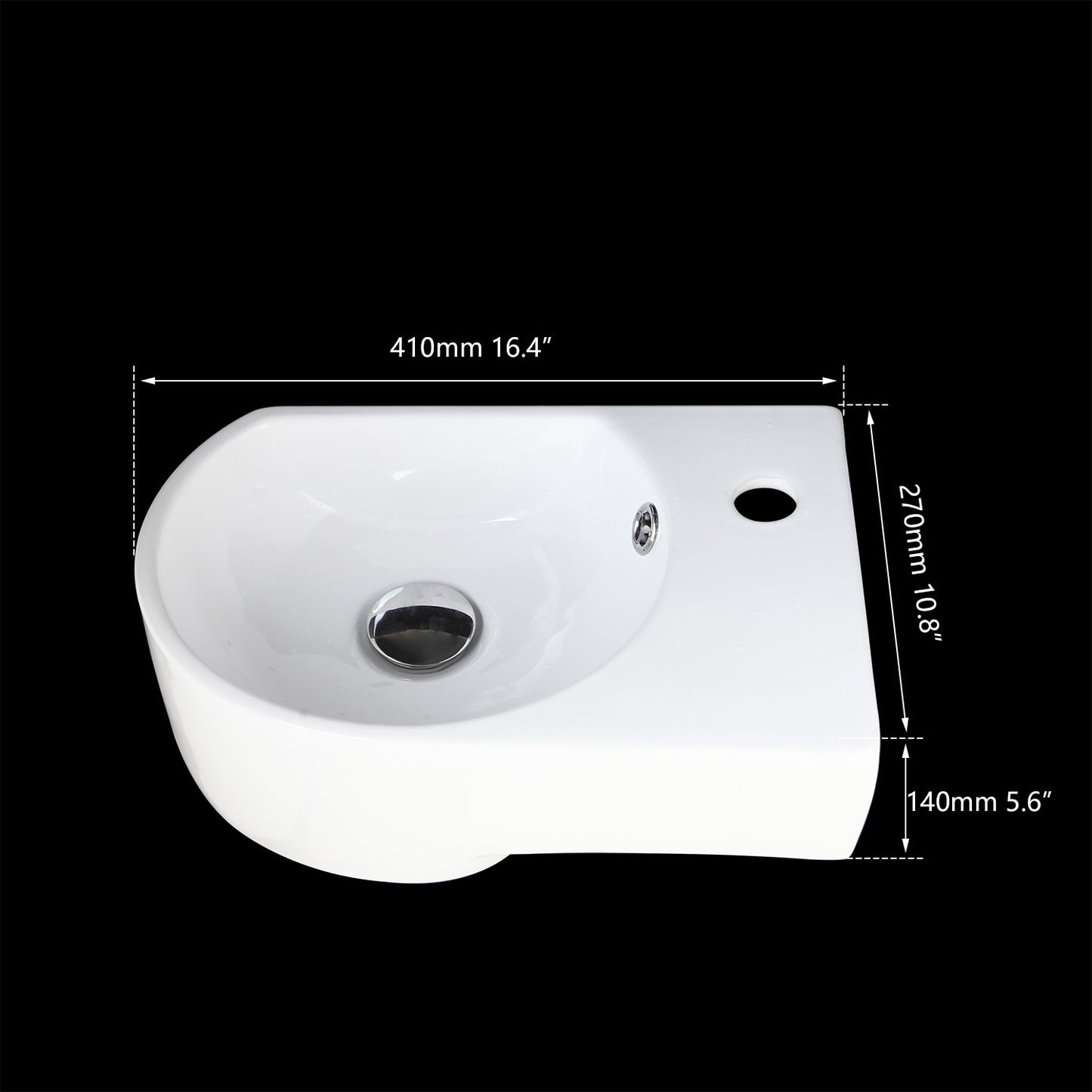 OUBONI Wall Mounted Bath Ceramic Single Sink