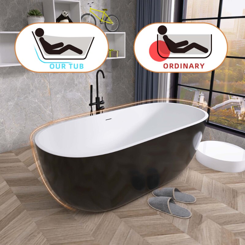 55" Classic Oval Shape Free Standing Soaking Tub