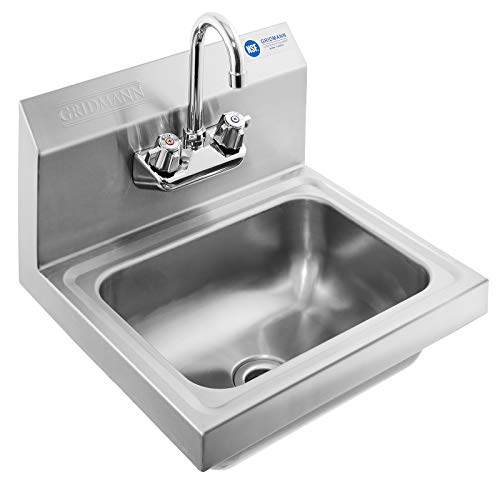 Commercial NSF Wall Mount Sink with Faucet & Side Splashes