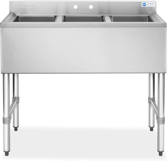 NSF Commercial Kitchen 3 Compartment Stainless Steel Bar Sink