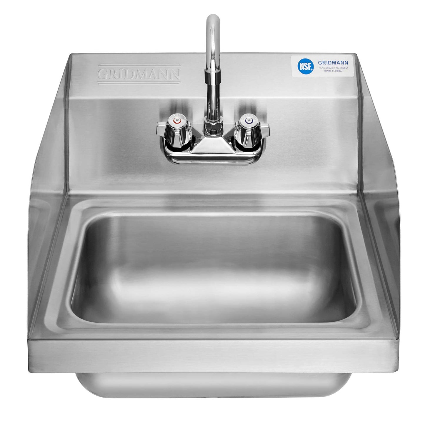 Commercial NSF Wall Mount Sink with Faucet & Side Splashes