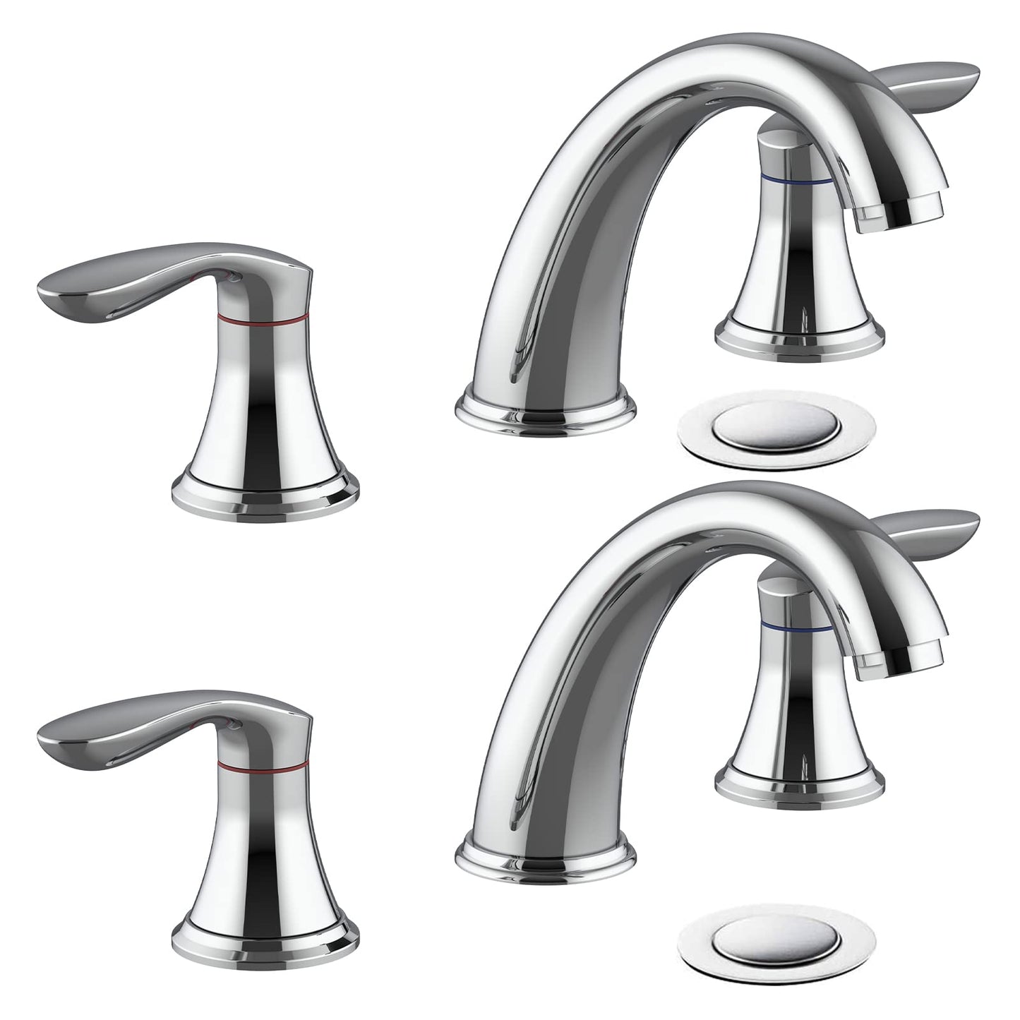 Bathroom Sink Faucet, Faucet for Bathroom Sink, Widespread Brushed Nickel Bathroom Faucet 3 Hole with Stainless Steel Pop Up Drain and cUPC Lead-Free Hose - (Brushed Nickel)