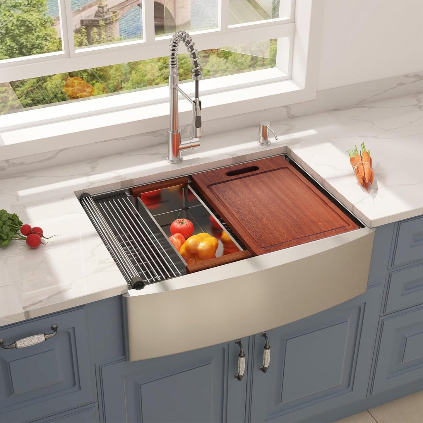 Farmhouse Kitchen Sinks with Integrated Ledge