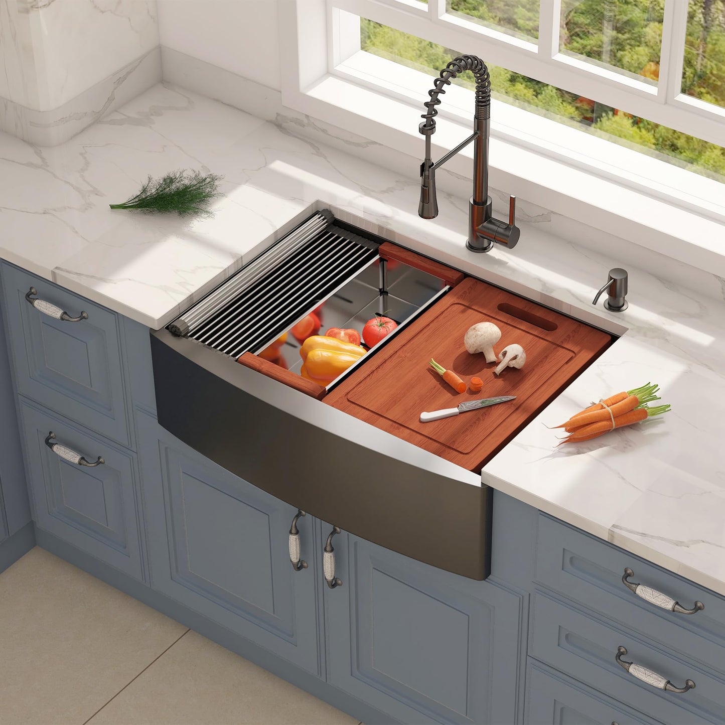 Farmhouse Kitchen Sinks with Integrated Ledge