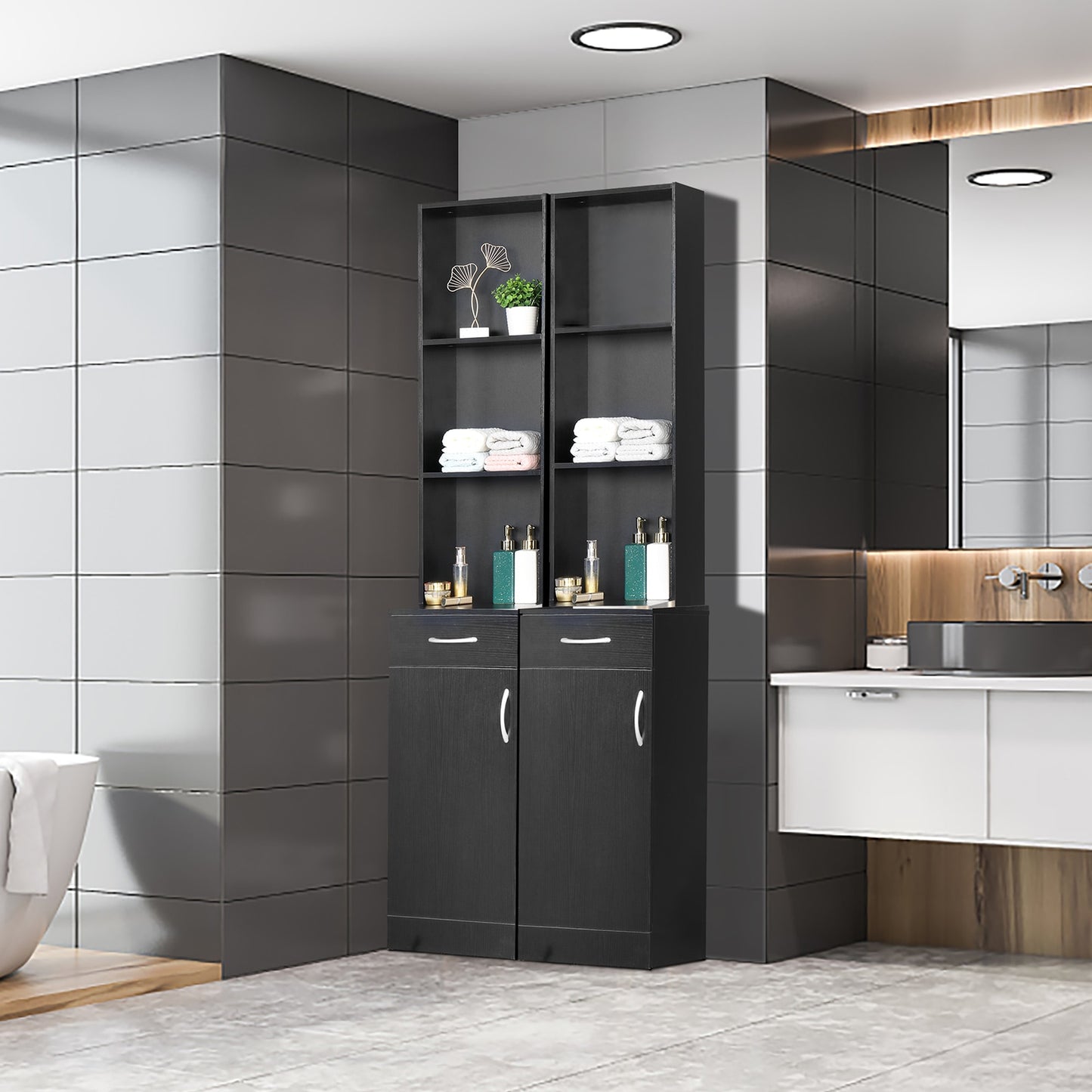 Black Bathroom Cabinet, Shelf or Set