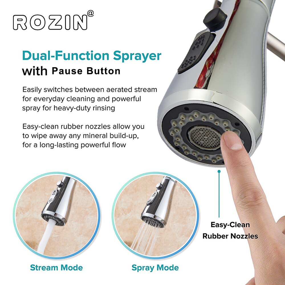 Rozin Single Hole Pull Out Spout Kitchen Faucet