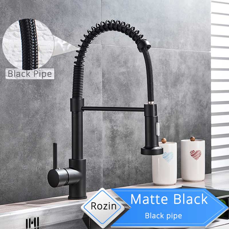 Matte Black Kitchen Faucet 360 Degree Rotation Stream Sprayer Nozzle