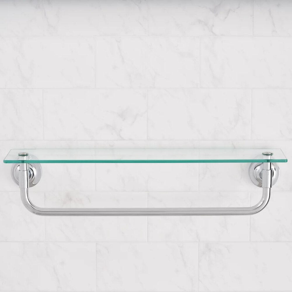 Chandler 18" Chrome Towel Bar with Glass Shelf