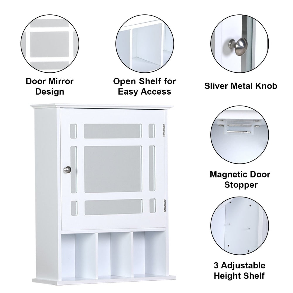 Single Door Bathroom Mirror Storage Cabinet