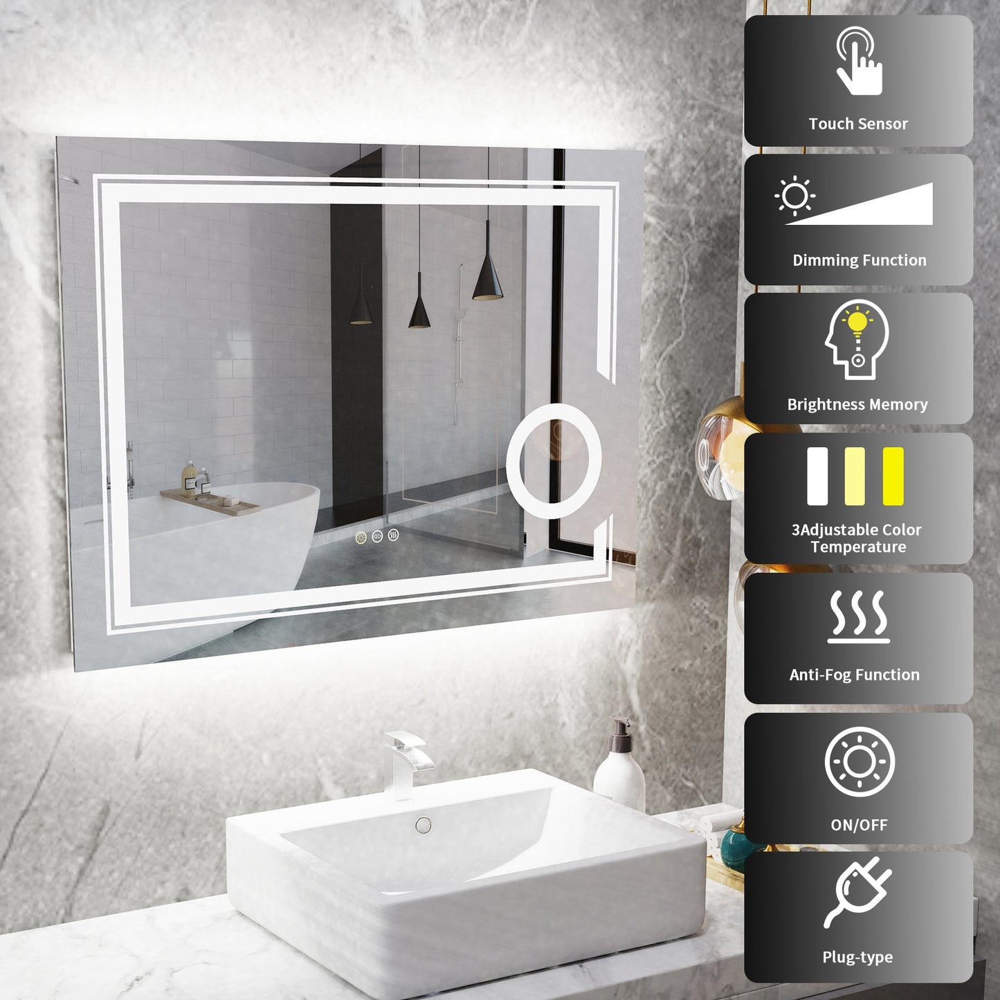 Backlit LED Lighted Bathroom Mirror