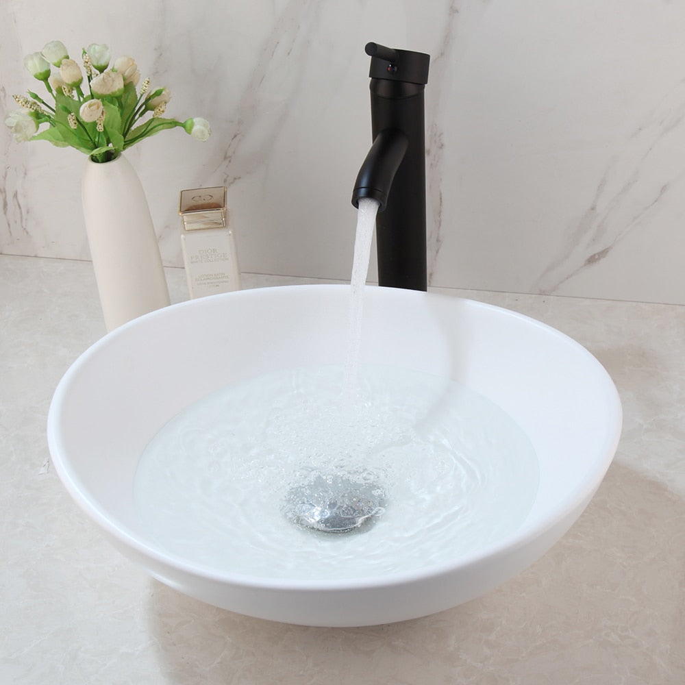 Glass Tempered Washbasin Sink Faucet Set
