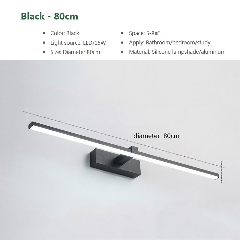 Modern Black Bath Mirror Wall Light