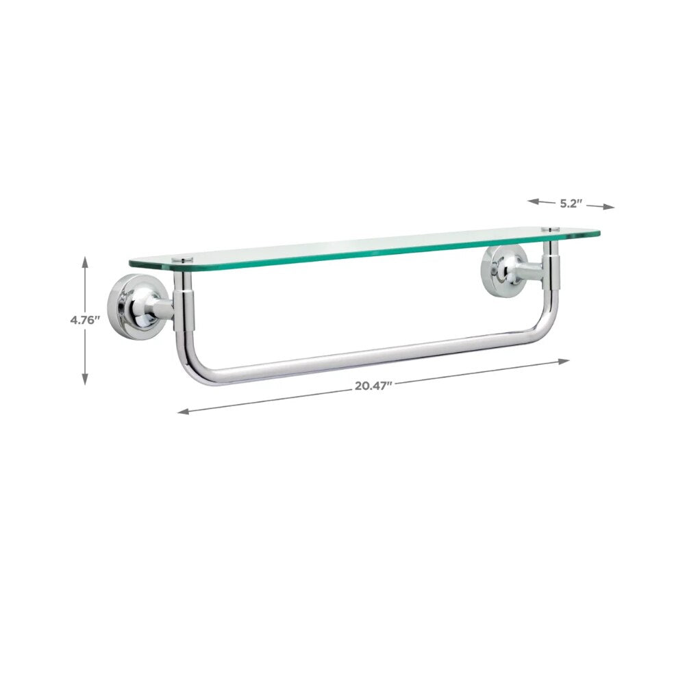 Chandler 18" Chrome Towel Bar with Glass Shelf