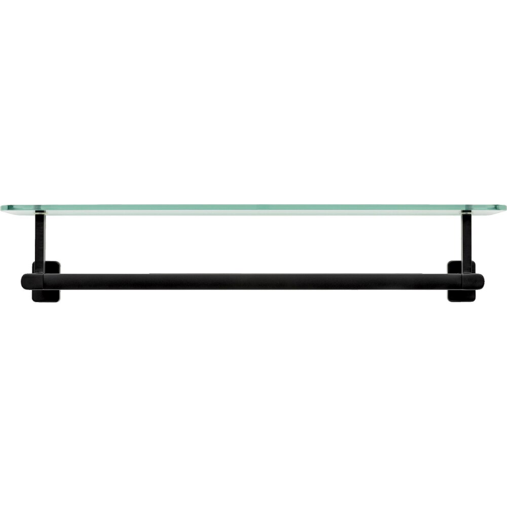 Matte Black 18" Towel Rack with Glass Shelf