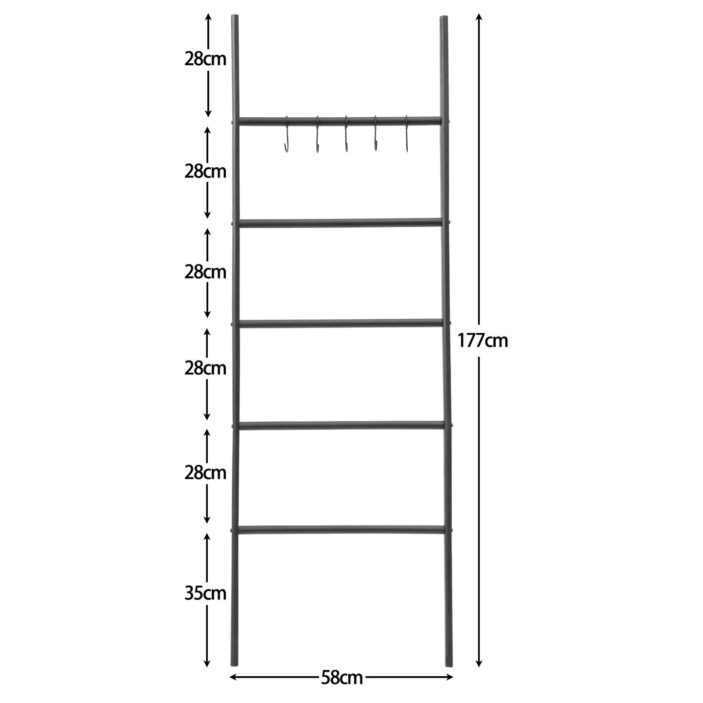 Free Standing 5-Tier Leaning Ladder Towel Rack