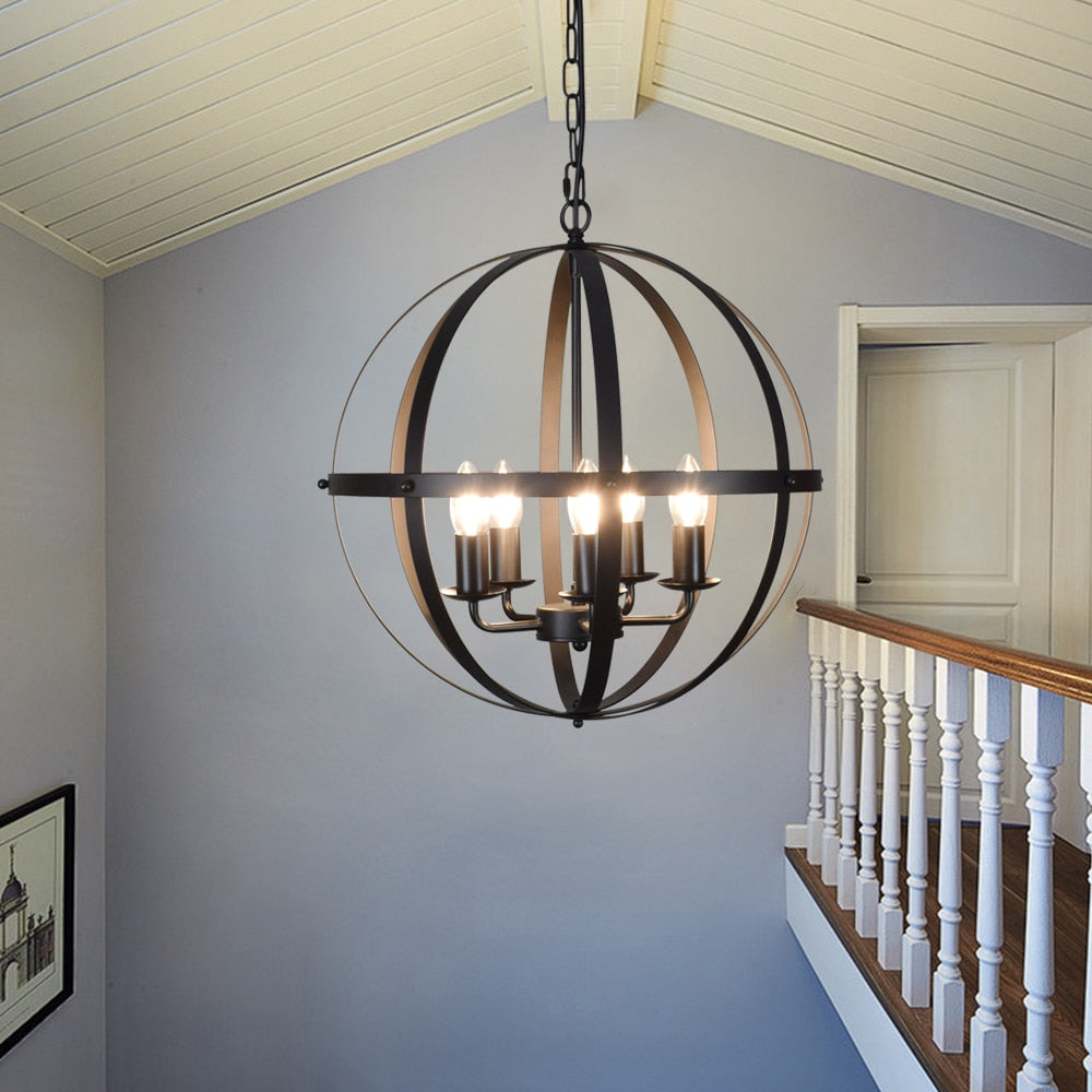 Metal Pendant Style 5-Light Globe