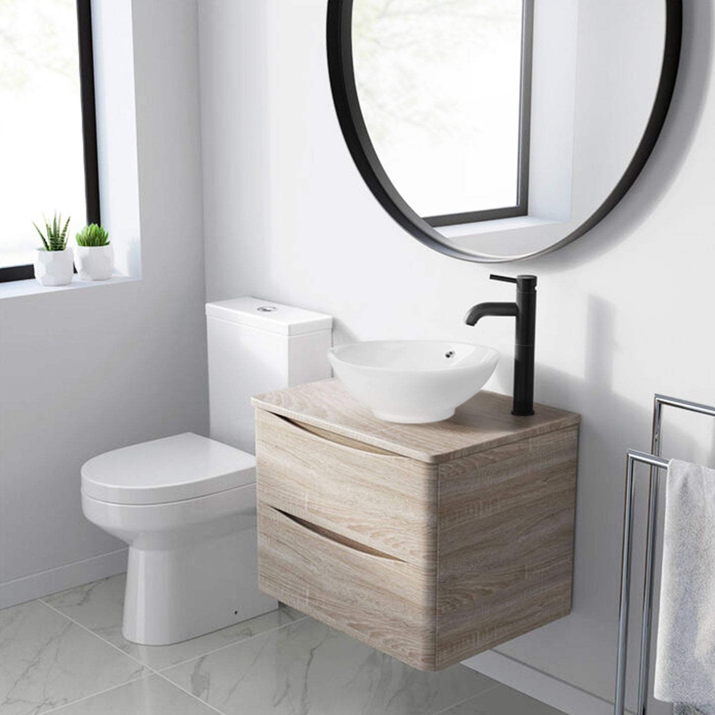 16" Porcelain Ceramic Vanity Sink Wash Basin With Overflow