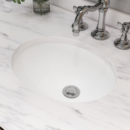 Ceramic White Undermount Oval Bathroom Sinks