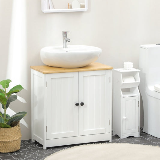 White Bathroom Vanities Under Sink Storage Cabinet with 2 Doors